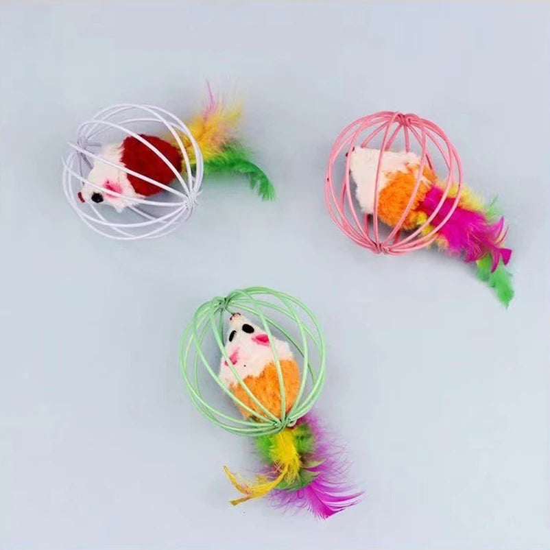 Hot cage rat happy cat toy plush simulation color mouse fun cat ball fun cat fun fun pet supplies