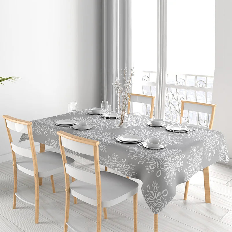 Modern Floral Printed Rectangular Tablecloths for Dining Room Decor Easy Care Polyester Fabric with Multiple Size Options Availa