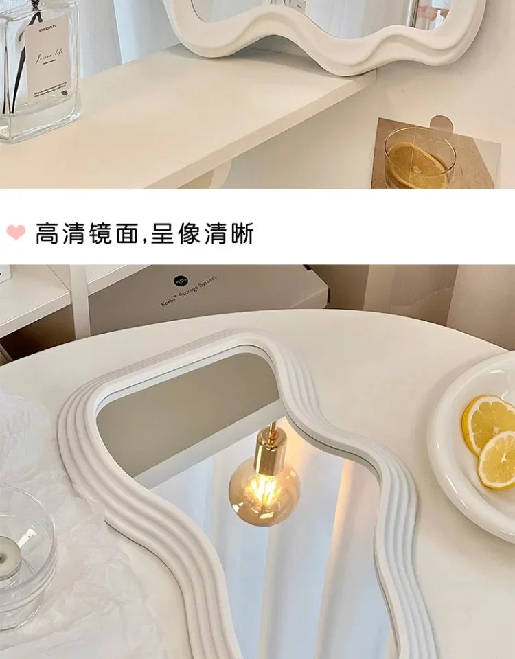 Wavy Wall Mirror Items Girls Small Floor Funky Cloud White Cute Mirror Men Nordic Korean Plastic Espelhos Home Decorations Cheap