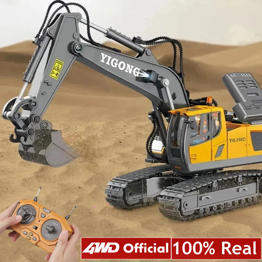 4WD Remote Control Excavator 4x4 Alloy Dump Truck Bulldozer Radio Model RC Car Construction Vehicle Toy Children Kids Gifts