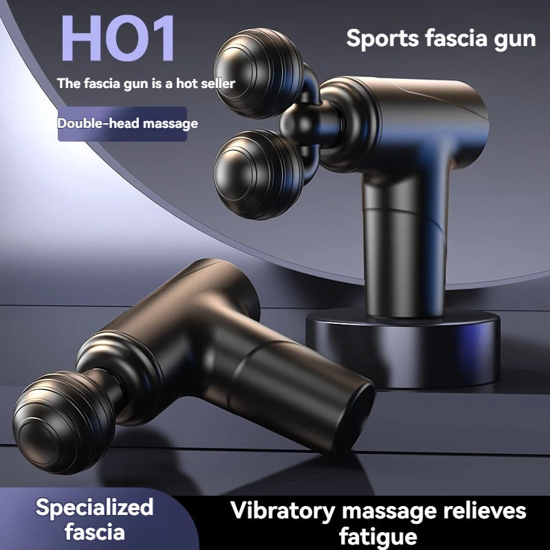 2025 New Mini Double Headed Fascia Gun Portable Fitness Muscle Electric Massage Gun Relaxing Cervical Fascia Gun