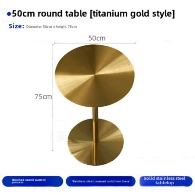 Simple Modern Industrial Style Cafe Stainless Steel Small Round Table Outdoor Leisure Round Iron Table Metal Dining Table