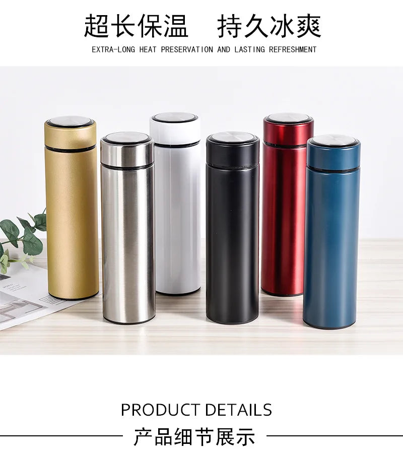 500ML Portable Thermos Bottle 304 Stainless Steel Thermal Water Bottle Insulated Flask Cup Outdoor Camping Drinkware