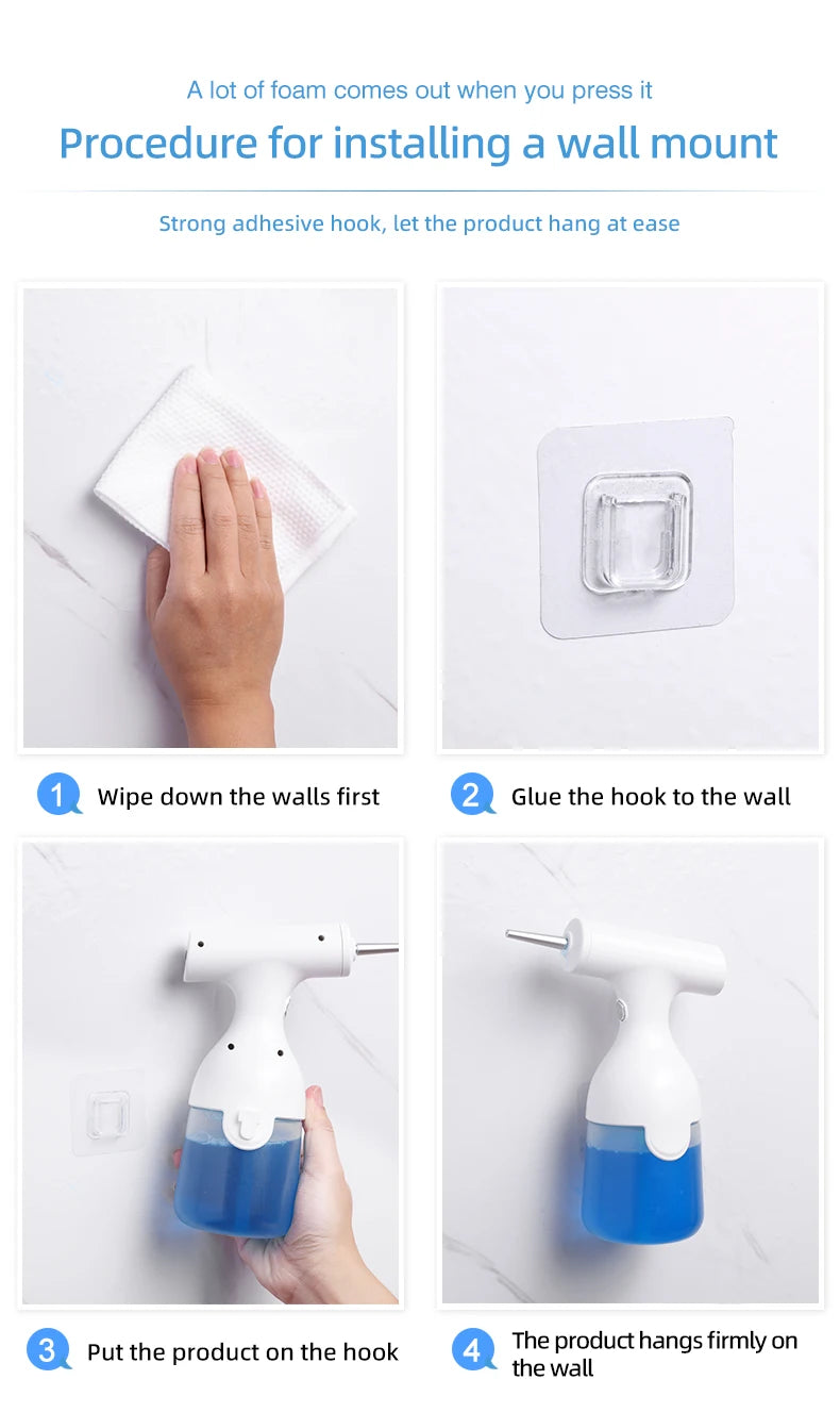 Electric Liquid Foam Dispenser Gun Automatic Continuous Foaming Shampoo Face Wash God Detergent Bathroom Bubble