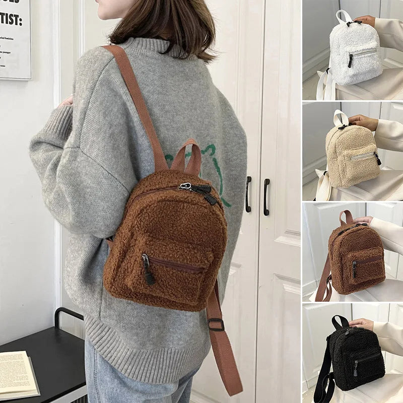 Cute Bear Ear Plush Backpack for Kids Adult Lamb Fleece Shoulder Bag High-capacity Korean Parent-Child Bags Boys Girls Backpacks