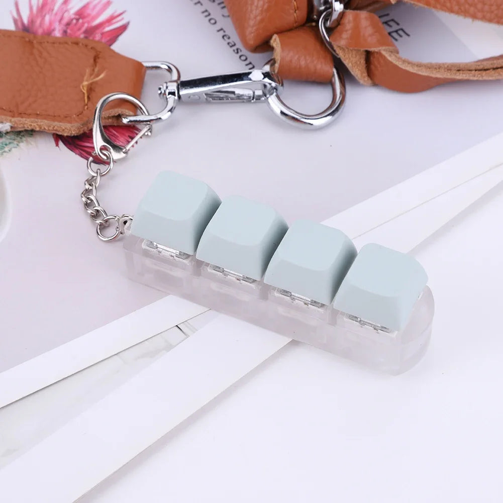 Mechanical Keyboard Switch Keychain - 4 Key Fidget Toy for Stress Relief, DIY Pressing Sensory Gift for Adults