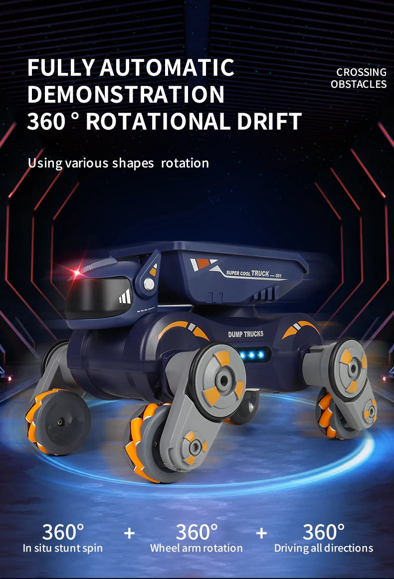 Rc Stunt Car 8-Wheel Mechanical Robot Dog with Lights Spray for Kids Remote Gesture Sensing Control Electronic Pet Toy Car