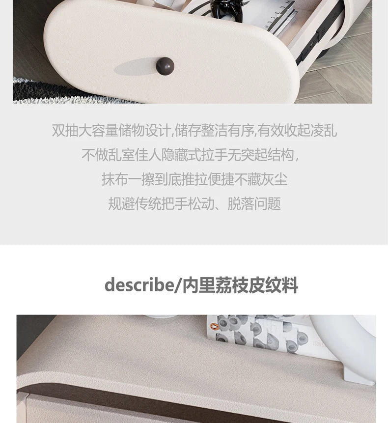 Cream Style Bedside Tables Creative Trendy Space Saving Nightstands Modern Luxury Aesthetic Mesitas De Noche Bedroom Furniture