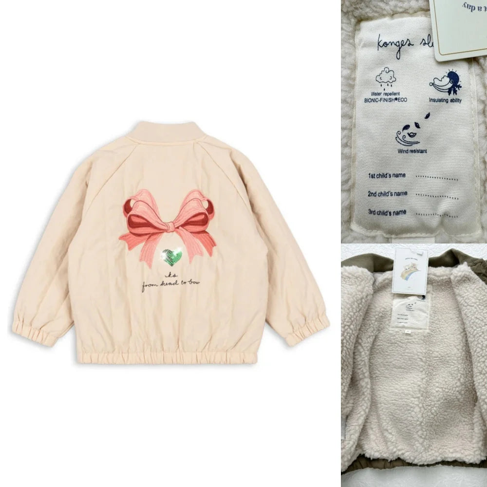 2025 KS Winter Baby Boys Cartoon Lambswool Jackets Kids Cotton Clothes Girls Jackets Outerwear Coats Boys Flight Suit Jackets