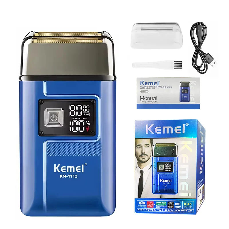 Kemei KM-1112 USB Charging IPX5 Waterproof Shaver 2 in1 Men's Rechargeable Electric Beard Razor Floating Forward Shaving Machine