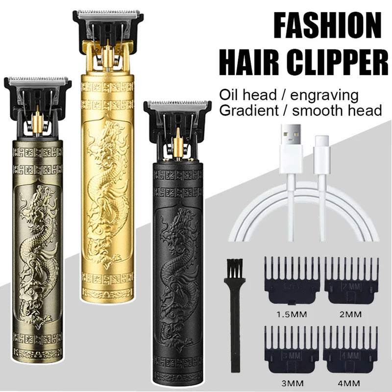 T9 Vintage Hair Trimmer Portable Hair Cutting Machine USB Fast Charging Shaver Barber Cordless Hair Clipper For Men's Barbe