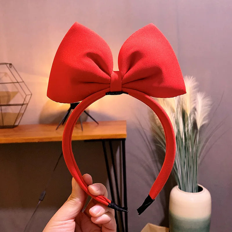 Girls Hair bows Hair Accessories Red Snow White Hair Band Handmade Red Bow Headband Fabric Bow Tie Net Red Hair Band Headdress