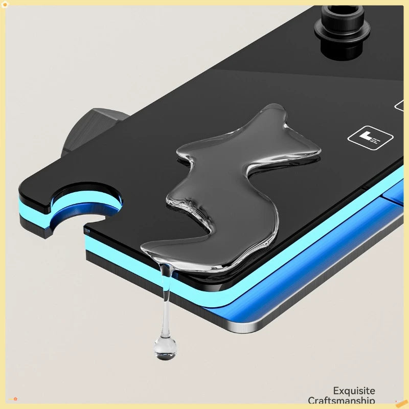 Grey Shower System with Ambient Light Intelligent Digital Shower Faucet Set Temperature Display Rainlfall Bathroom Shower Set