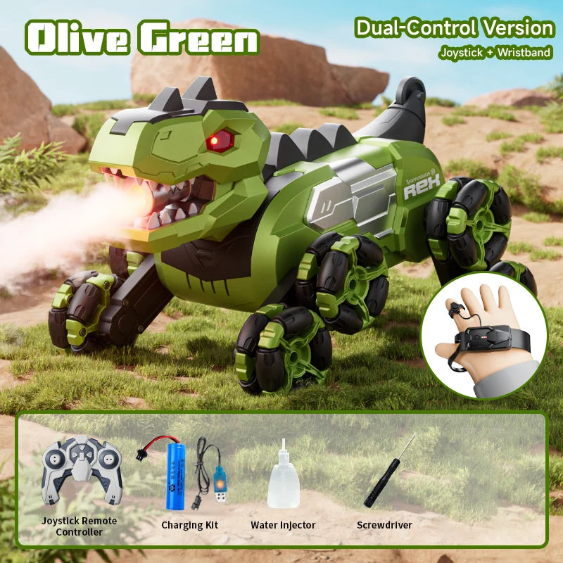Y12 New Remote Control Dinosaur Stunt Car RC Drift Car Spray Mist Articulated Arms Transforming 8WD Off-Road Vehicle Toy for Kid
