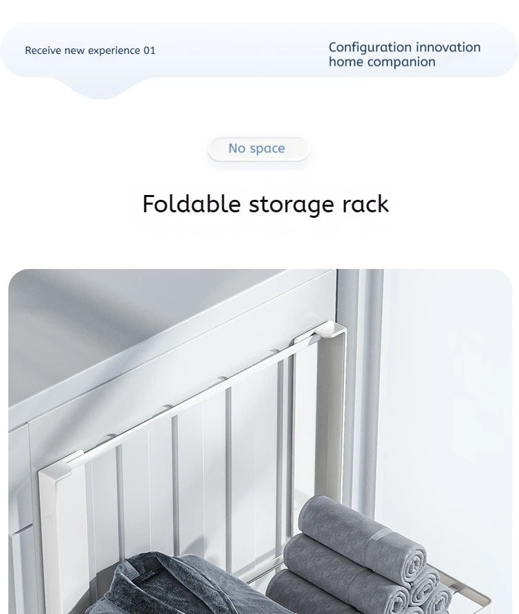 Magnetic Metal Washing Machine Side Shelf Space-saving Folding Clothes Rack No Punching Temporary Rack Simple Bathroom Shelf