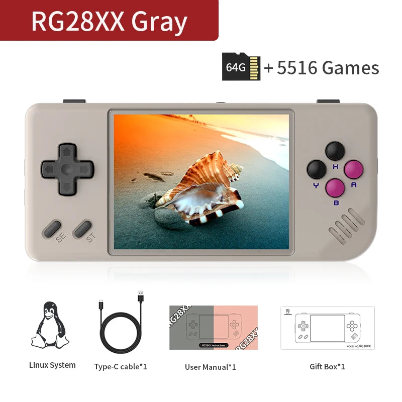 ANBERNIC RG28XX Handheld Game Console 2.83" IPS Screen Linux Retro Video Gaming Console 3100mAh Battery 5000 Games Support H-DMI