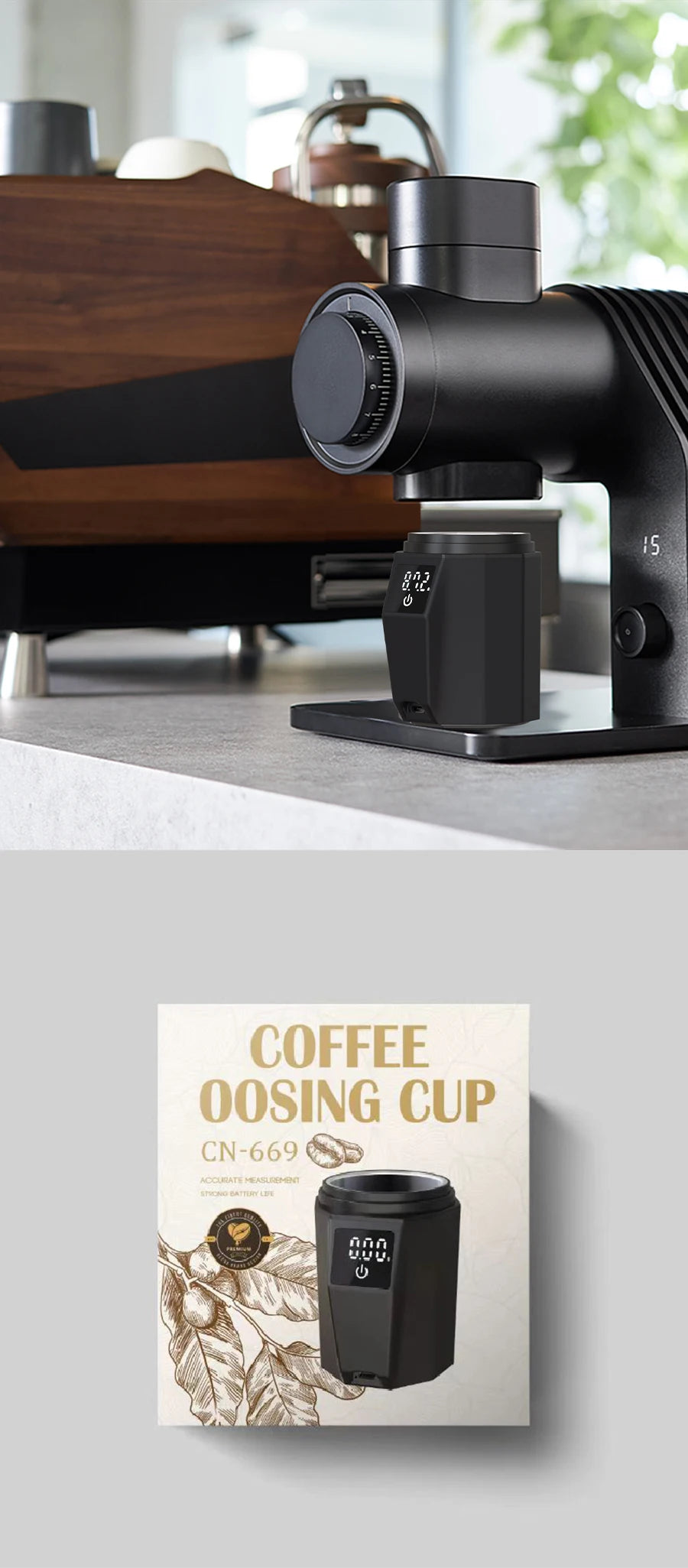 Digital Coffee Scale with 58MM Dosing Cup, LCD Espresso Weighing Scale 500g Precision Barista Tool