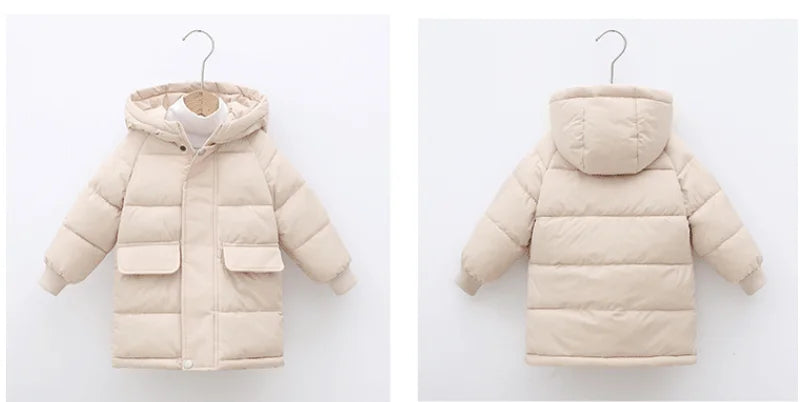 Kids Down Long Outerwear Winter Autumn Big Children Thicken Warm Cotton Clothes Boys Girls Padded Parka Coats Teen Jacket 3-10Y