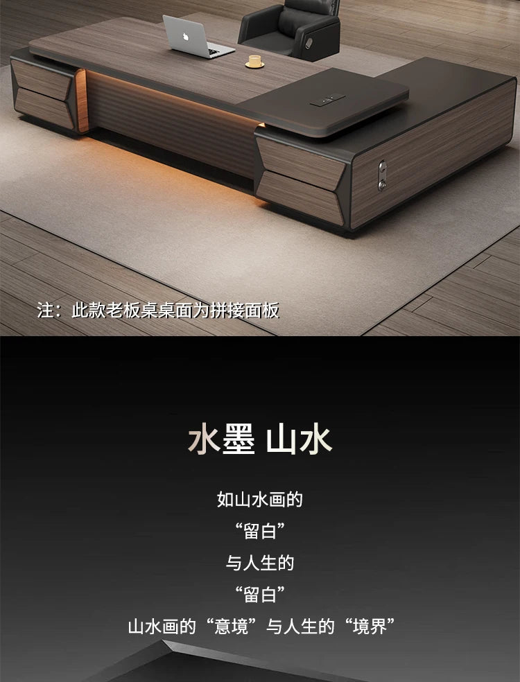 L-shaped luxury chairperson's room manager chair combination simple modern president's desk furniture Executive Office Desk home