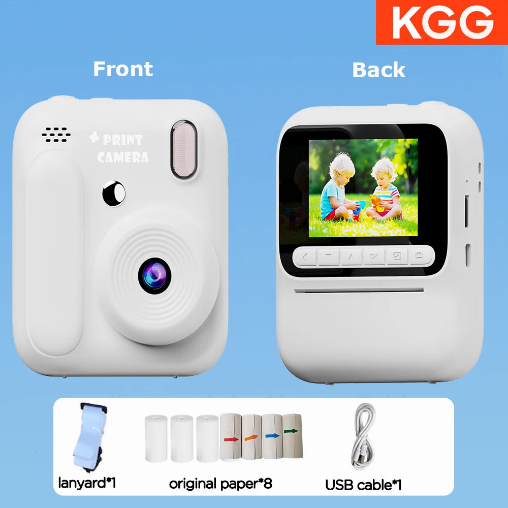 Color Printing Camera  Kids Instant Camera 32GB 1080P Thermal Print Digital Camera Print Photo Video Games Music Children Gift