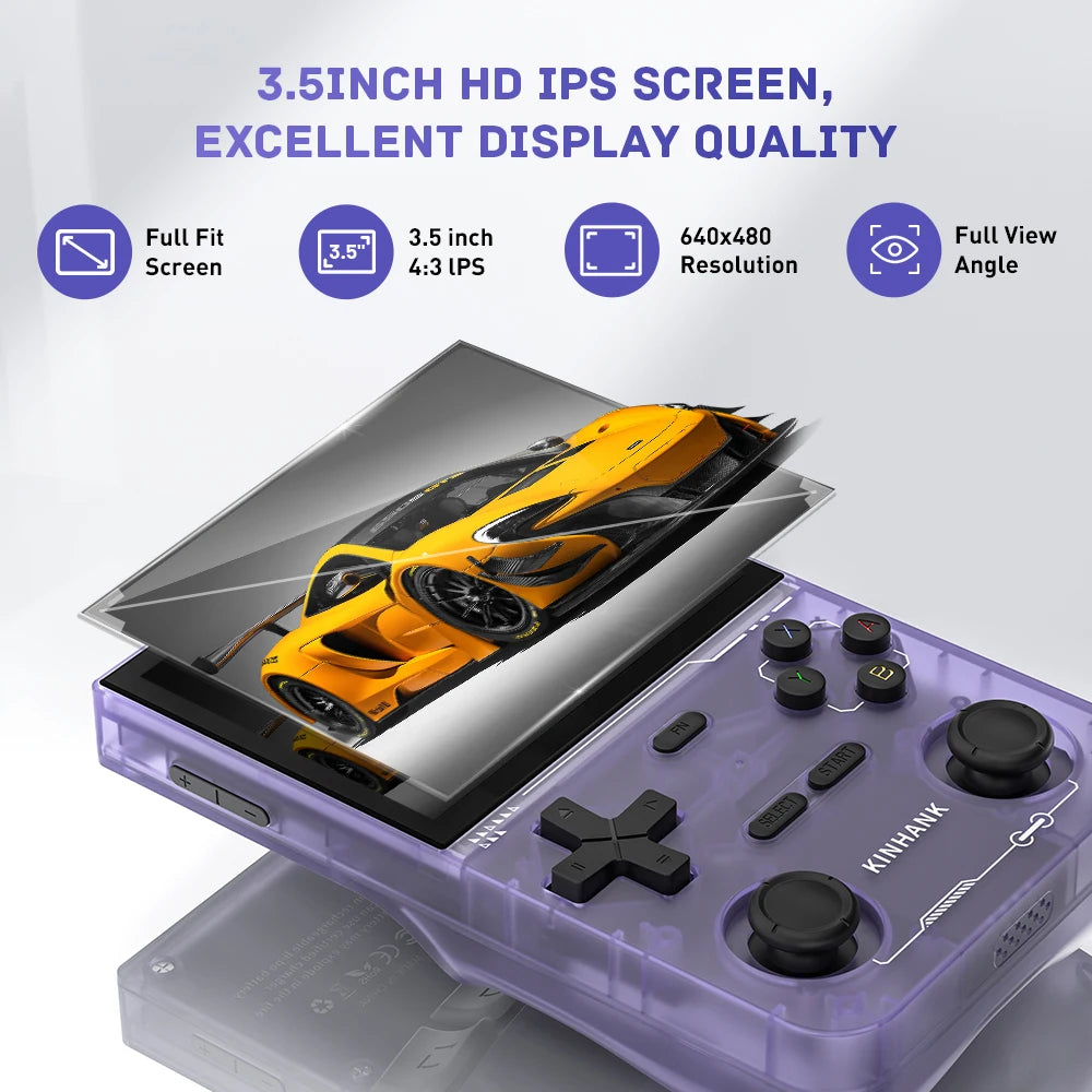 KINHANK K36 Retro Handheld Video Game Console 500nit 3.5 Inch IPS Screen 16000 Games Emulator for PS1/PSP/DC/N64/SS