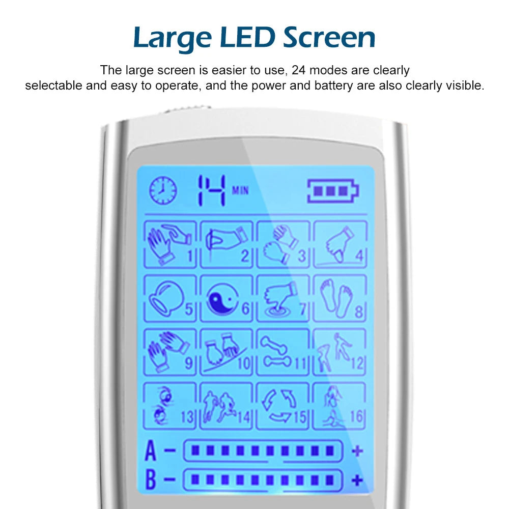 New Tens Unit Relax Muscle Stimulator Body Massage Digital Therapy 24 Modes EMS Acupuncture Slimming Machine Electrostimulator