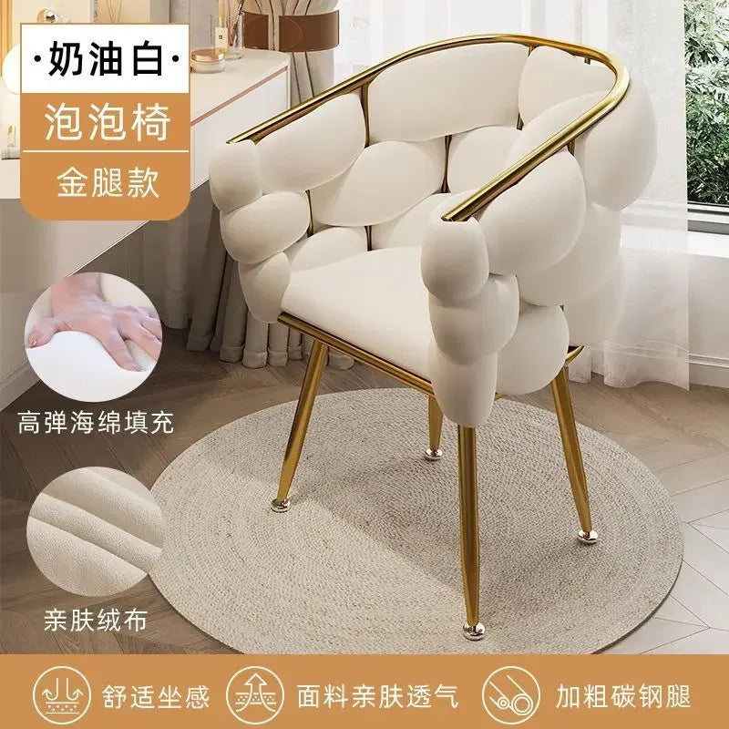Velvet Leisure Single Sofa Chair Armchair with Gold Legs Makeup Chair with Upholstered for Living Room Bedroom