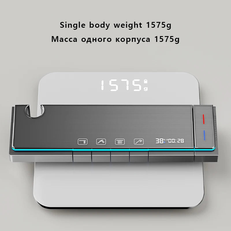 Modern Bathrooms Shower System Set Glass Panel Bathtub Rain LED Display Rainfall Shower Mixer Tap Thermostatic Faucet with Light