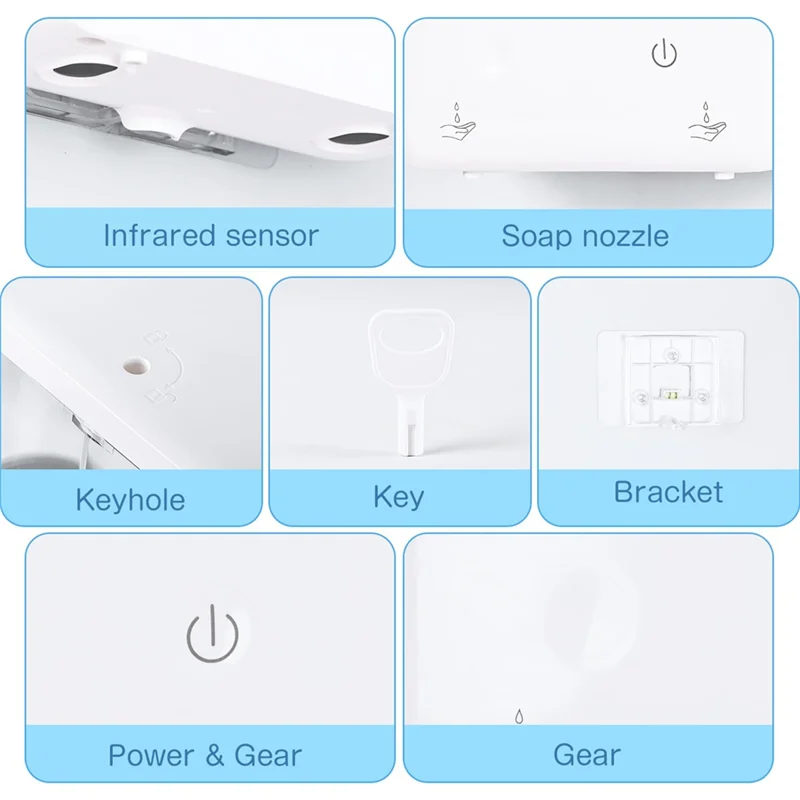 B89B-Touchless For Home Hotel Commercial Dish Soap Dispenser, Automatic 2 X 500Ml Dual Sensor For Liquid Soap Pump