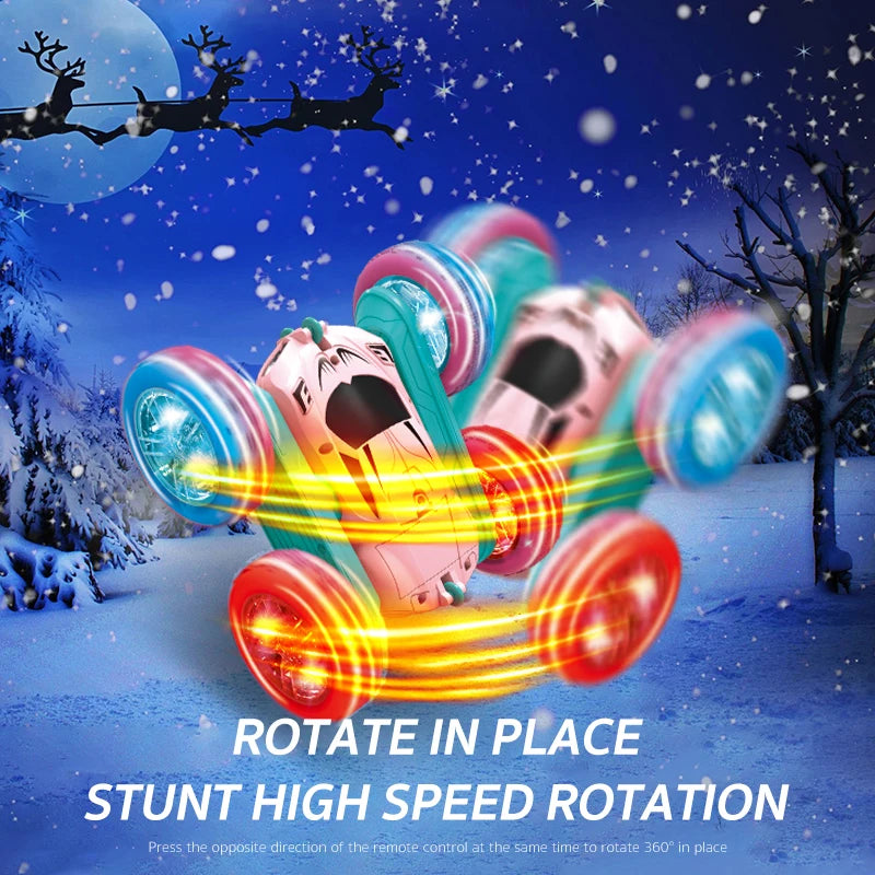 2.4G RC Stunt Car Children Double Sided Flip Remote Control Car 360 Degree Rotation Off Road Rc Drift Cars For Pink Girls Toys