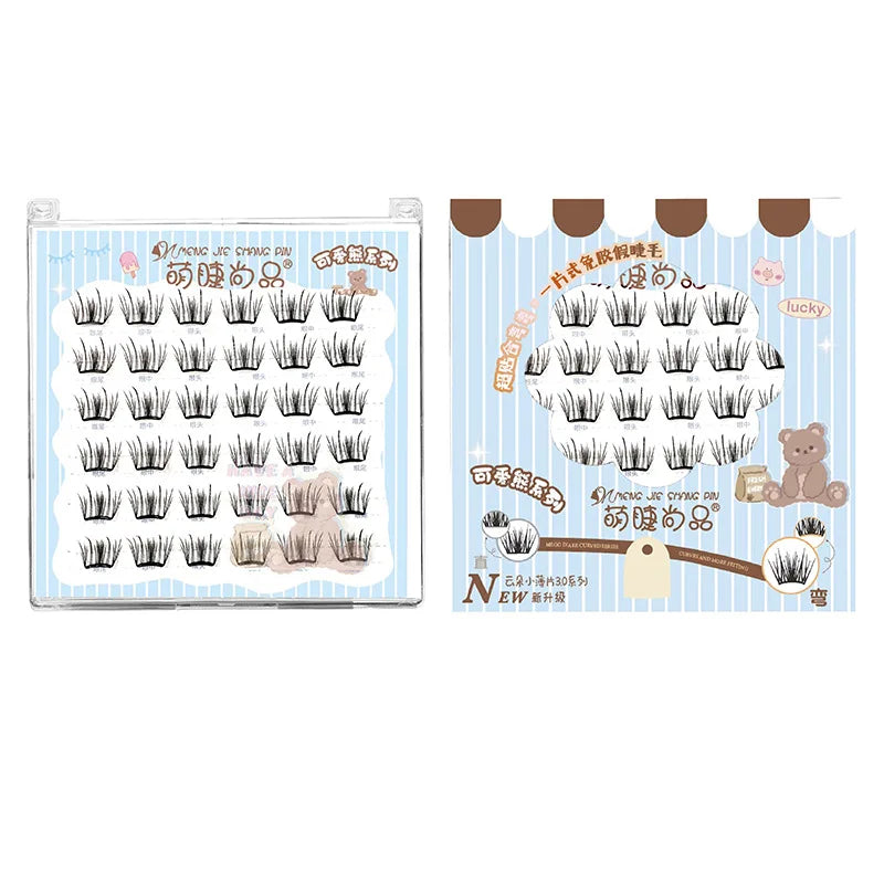 Glue-Free Featherlight Eyelash Strips Ultra Thin Invisible Lashes Easy Snap-On Clusters for Natural Everyday Look Whispy Soft