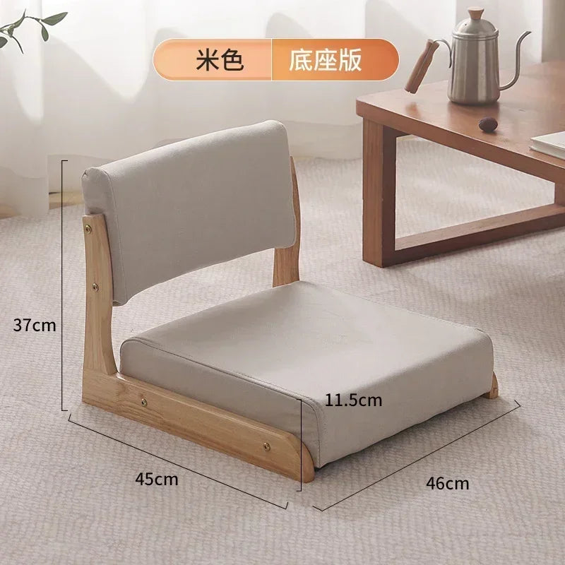 Japanese Tatami Chair Backrest Solid Wood Bed Legless Seat Bay Window Single Lazy Sofa Floor Chair Bedroom Sitting Furniture
