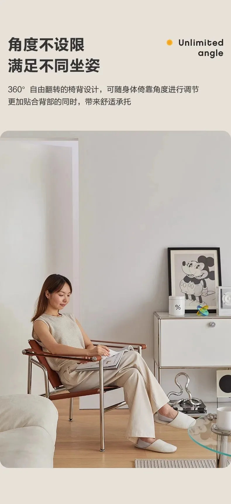 Le Corbusier Italian Style Single Sofa Chair Designer Vintage Single Chair Stainless Steel Leisure Chair