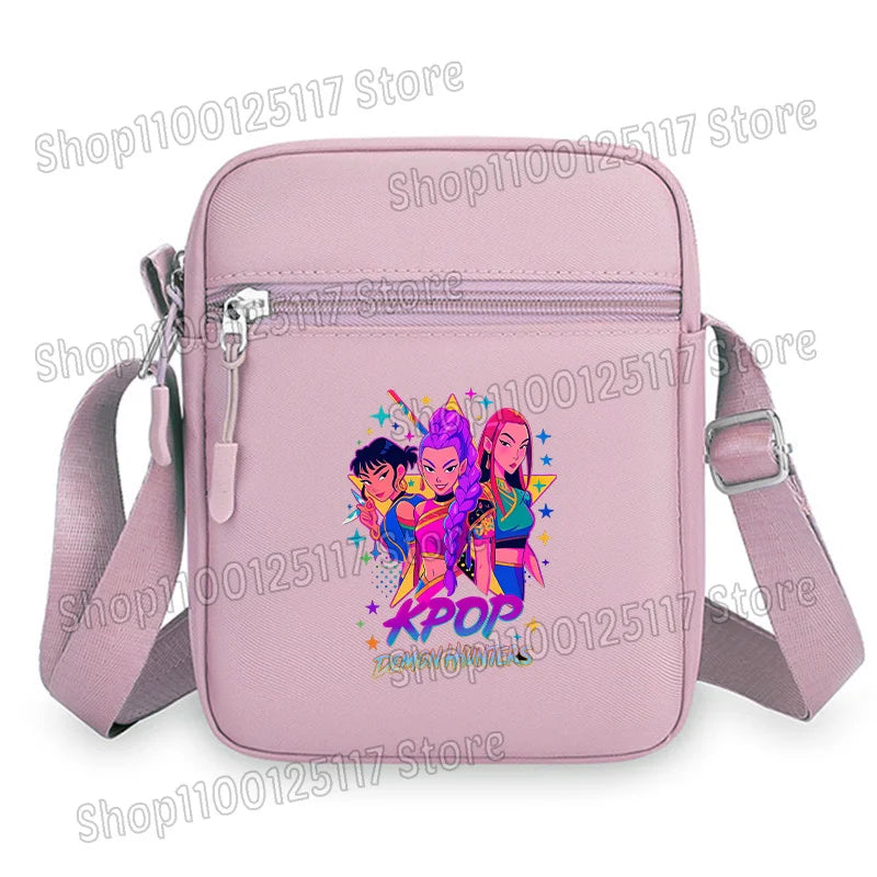 Demon Hunters Kpop Crossbody Bag Women Shoulder Bags Girls Square Bag Mobile Phone Storage Bags Outdoor Anime Printed Handbag