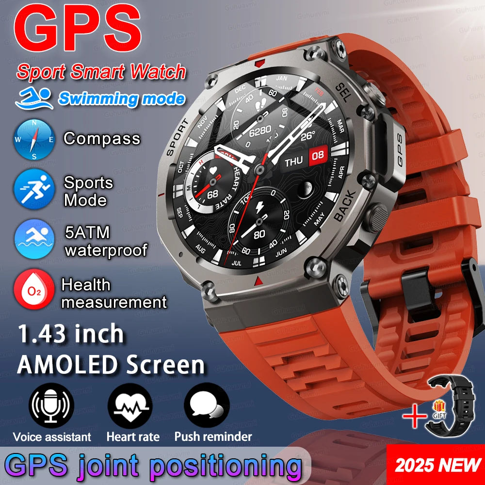 T-Rex 3 Ultra GPS Smart Watch 5 ATM Waterproof Built-in Dual-band GNSS Compass Military Sport Smartwatch Men 2025 New For Xiaomi