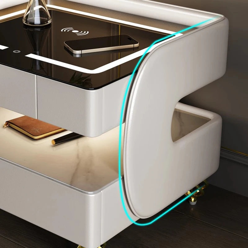 Modern Aesthetic Nightstands Wireless Charging Design Minimalist With Light Bedside Table Elegant Trendy Cajoneras Furniture