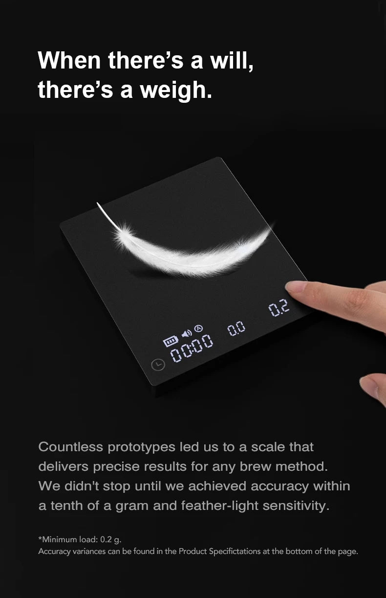 TIMEMORE Black Mirror MINI 0.1g Coffee Scale Espresso And Measurement Flow Rate LED Screen Barista Scales Kitchen