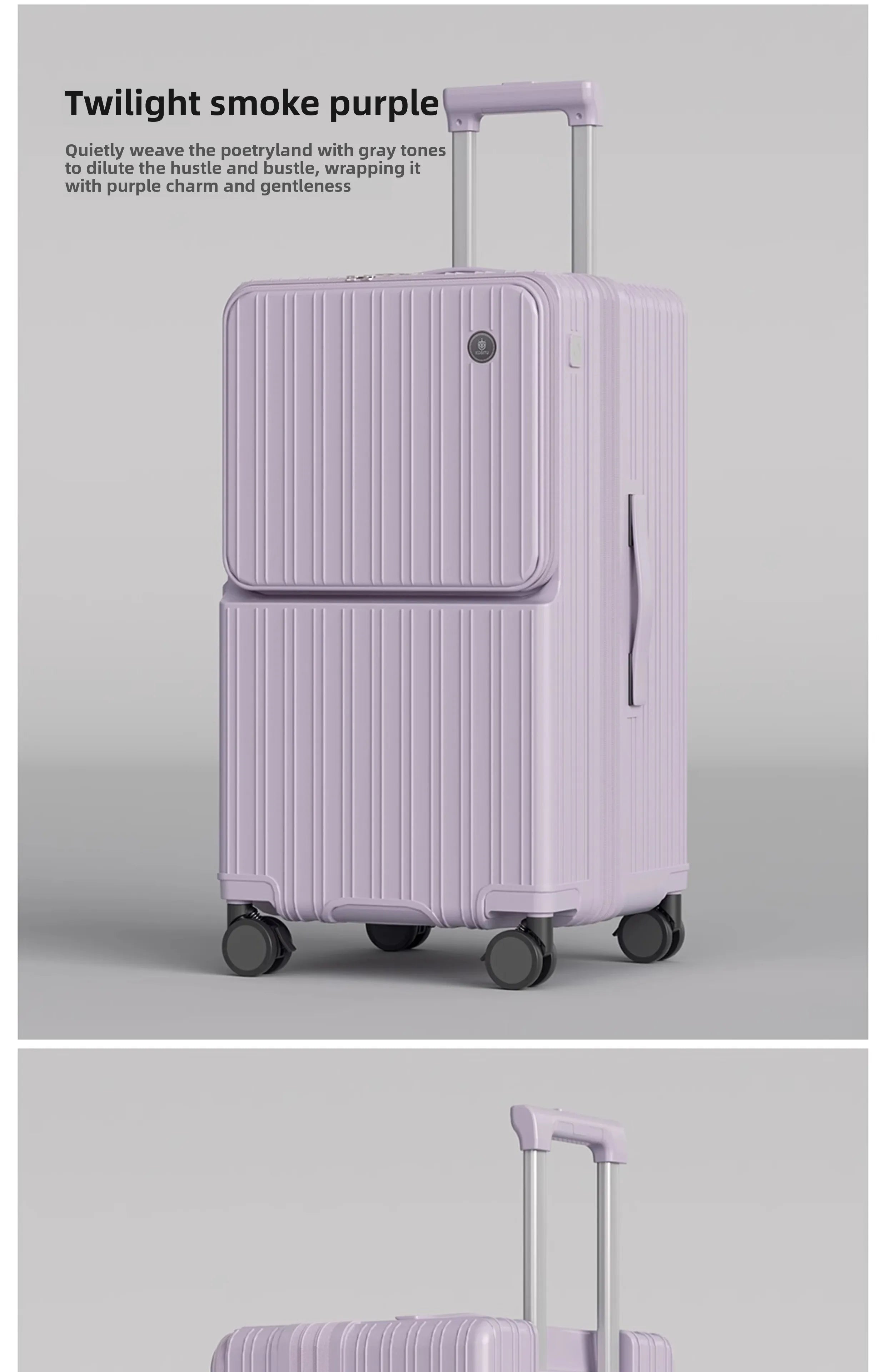 KLQDZMS Cabin Suitcase 20"22"24"26"28"30 Inch Large Capacity Trolley Case USB Charging Boarding Box Front Opening Luggage