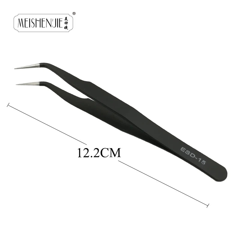 MEISHENJIE 1PC Stainless Steel Curved Straight Eyebrow False Eyelash Tweezers Nail Art Extension Makeup Tool Eeyelashes Tweezers