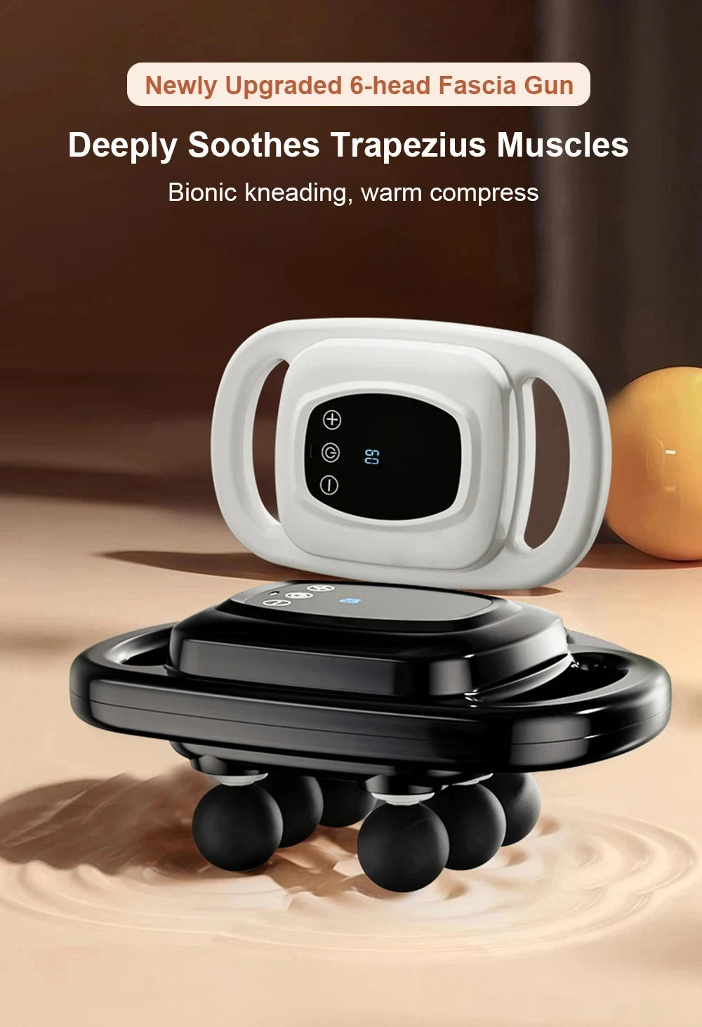 6-Head Muscle Massager for Deep Tissue Percussion & Relaxation, Body Tension from Neck, Shoulders, Legs