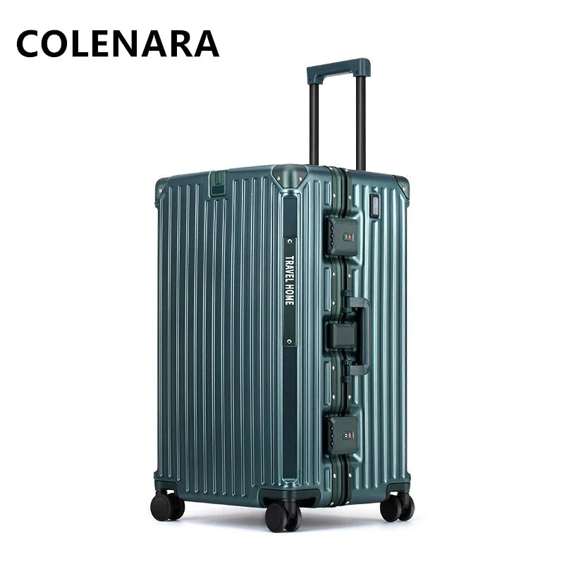 COLENARA High Quality Suitcase Aluminum Frame Large Capacity Trolley Case Cart Travel Bag 24"26"28"30 Inch Rolling Luggage