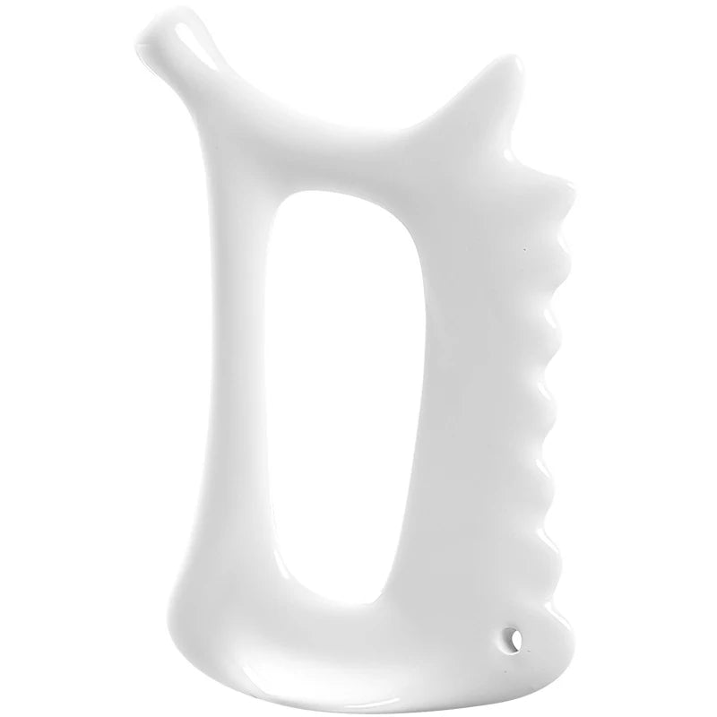 White Ceramic Scraping Board Facial Guasha Handheld Full Body Universal Type Acupoint Massager Lymphatic Drainage Massager
