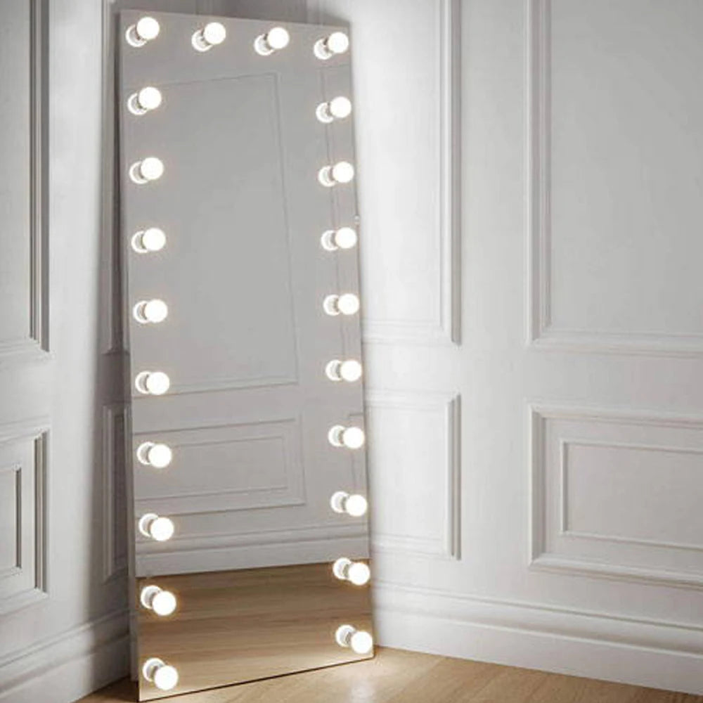 Full-length Mirror Modern Home Bedroom Furniture Floor Mirror with LED Bulbs