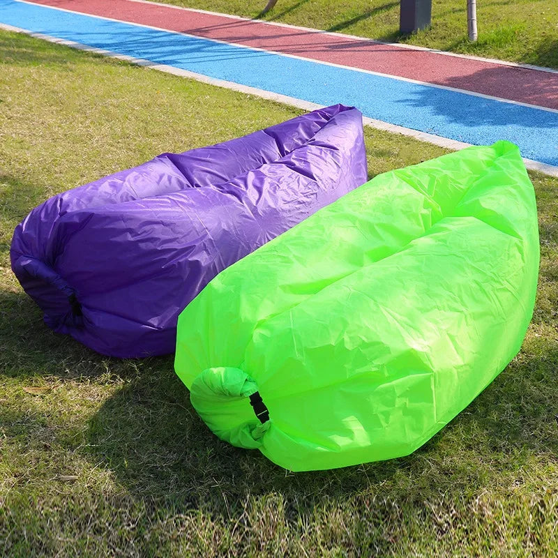 Portable Folding Inflatable Sofa  Outdoor Single Lazy Sofa Bed Fast Inflatable Seatings  Air Sofa Beach Party Camping Use