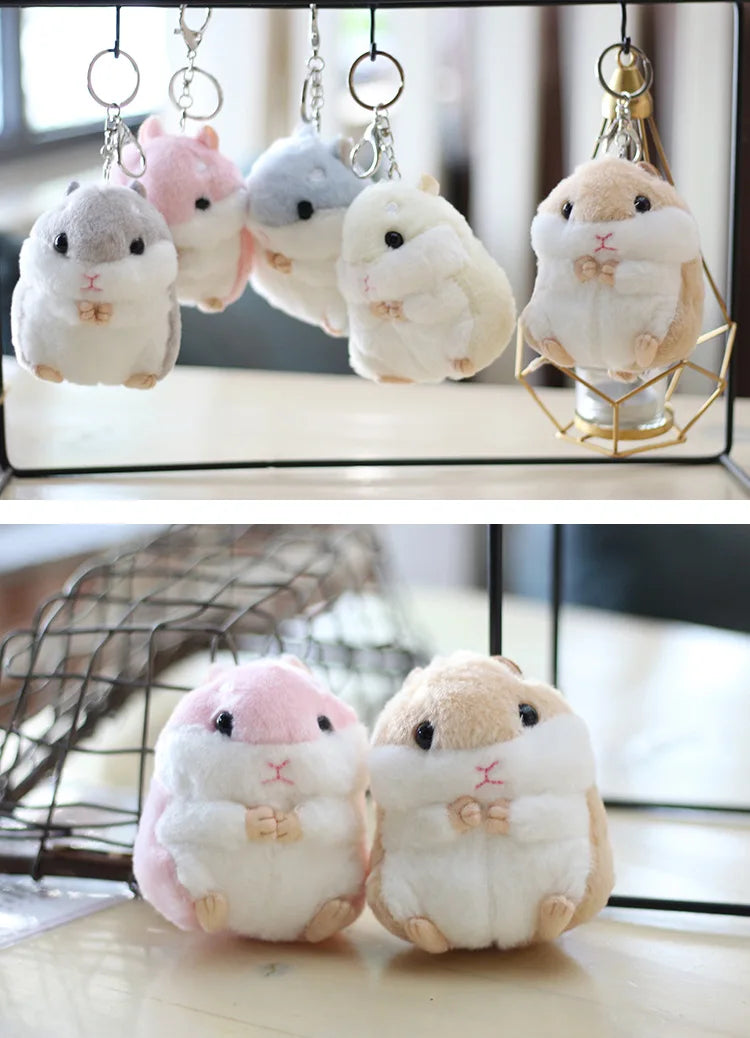 Cute Hamster Stuffed Animal Hamsters Plush Toy Small Stuffed Doll with Chain for Kid Boy Girl Goodie Bag Fillers Birthday Gift
