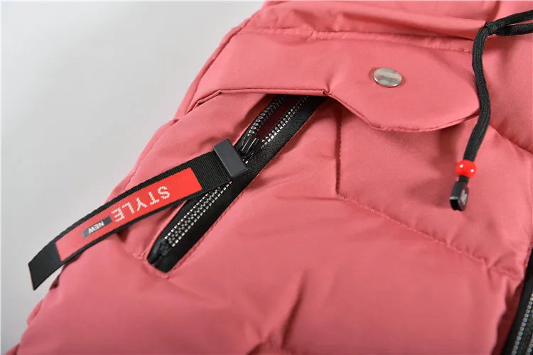 5-14 Years Old Winter Boys Girls Jacket Long Style Hooded Fur Collar Colorful Heavy Coat For Kids Children Outerwear