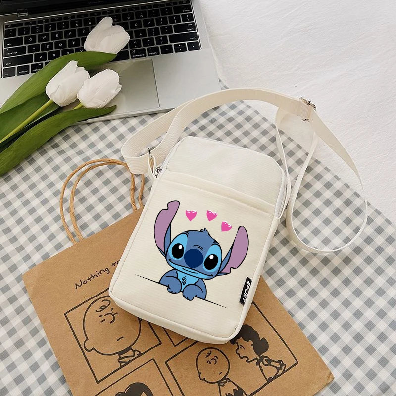 Disney Stitch Fashion Mobile Phone Bags Anime Women Messenger Bag Children Kawaii Coin Purse Girls Portable Crossbody Pouch Gift