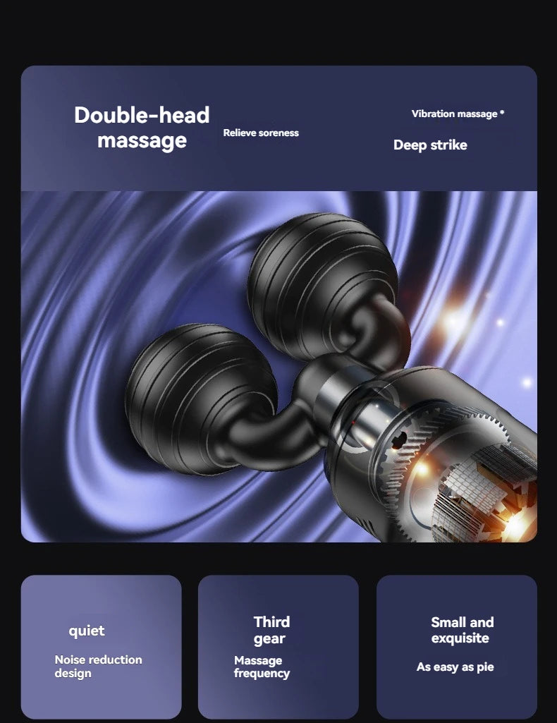 2025 New Mini Double Headed Fascia Gun Portable Fitness Muscle Electric Massage Gun Relaxing Cervical Fascia Gun