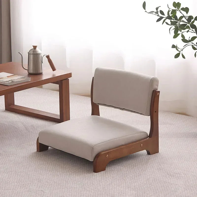Japanese Tatami Chair Backrest Solid Wood Bed Legless Seat Bay Window Single Lazy Sofa Floor Chair Bedroom Sitting Furniture