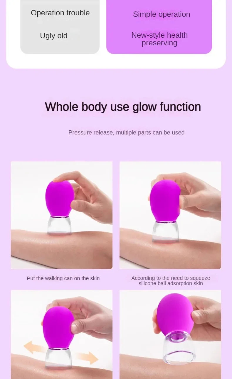 Silicone Cupping Massage Cup For Body Face Neck Eye Massager Vacuum Tank Body Facial Care, Anti-aging Beauty Tool